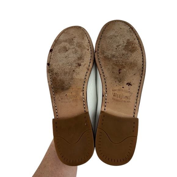 G.H. Bass Weejuns White Leather Penny Loafers 9M Moc Toe Preppie Flats - Picture 6 of 7